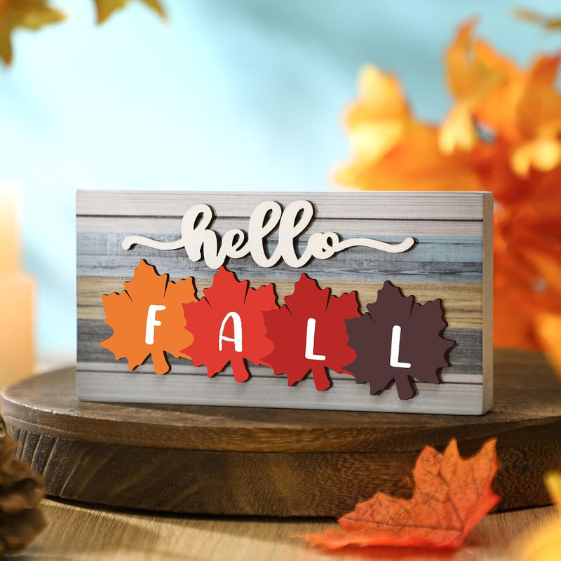 5 Pcs Hello Summer Interchangeable Sign Seasonal Sign Fall Winter Spring Tiered gallery