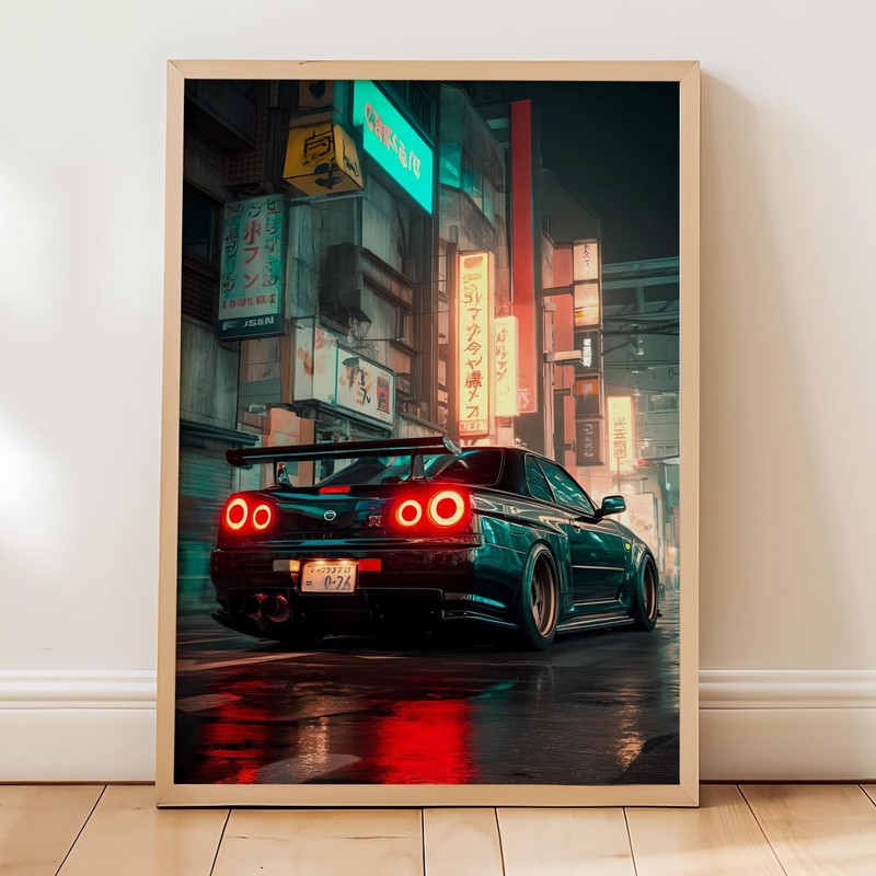 Nissan Skyline Poster – JDM Drift Car Wall Art, Japanese Racing Print