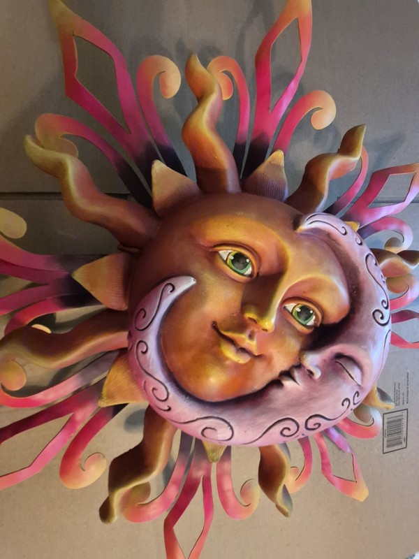 Metal Sun & Moon Celestial Hanging Wall Art Decor Hand Made & Painted Mexico gallery