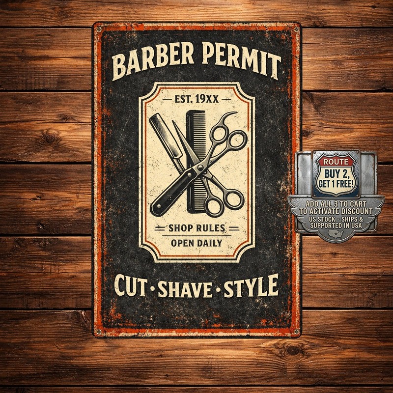 Licensed To Carry Humorous Barber Shop Metal Sign Stylist Wall Decor 8×12