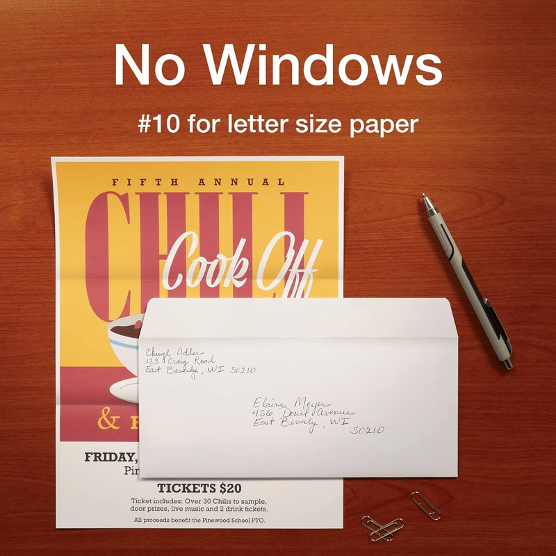 #10 Security Envelopes, No Window, Redi-Strip Self Seal Envelopes, 24-Lb White W gallery