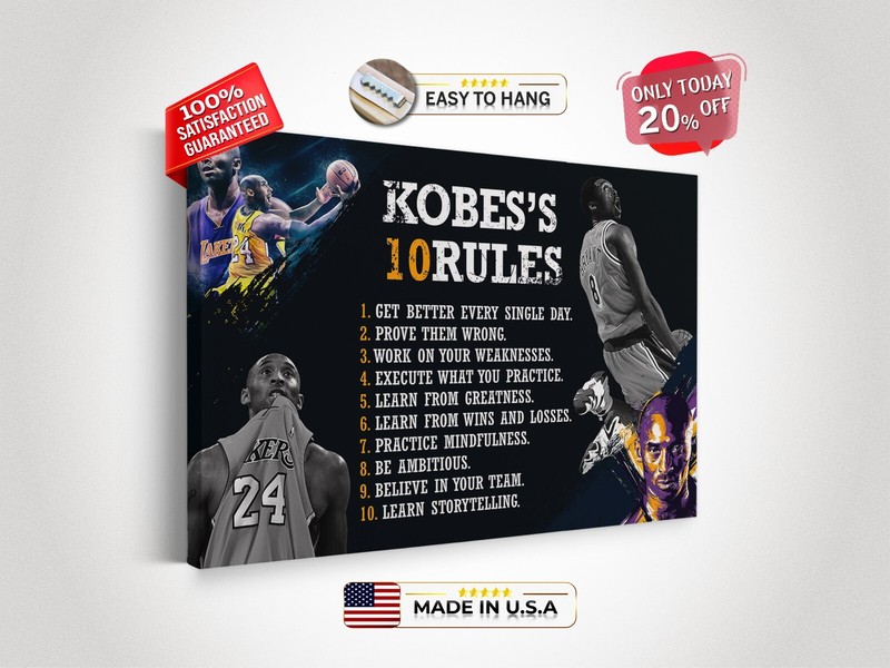 KOBE BRYANT Basketball Legend Rules Art Poster Boyfriend Gift Framed Canvas