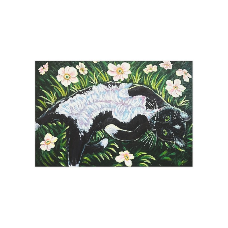 “Frankie” Tuxedo Cat Art Print Acrylic Painting | Unframed Art