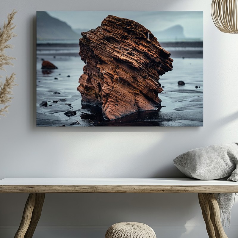 Large, Rugged Rock Formation Dominates The Center Of The Wall Art Canvas Print gallery