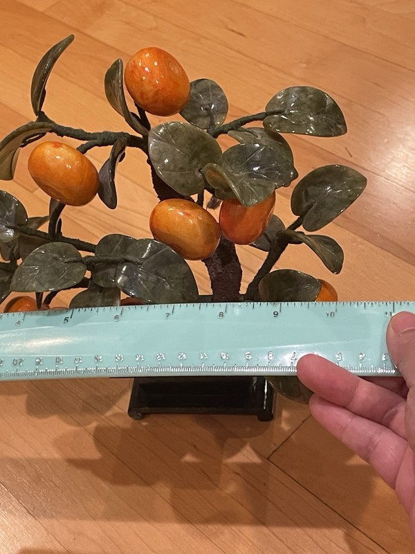 Vintage/antique Beautiful jade and Stone hand carved Orange tree rare to find gallery