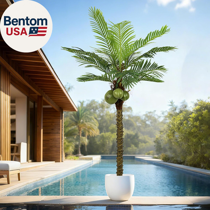 Artificial Phoenix Palm Tree 6.5FT Tall Large Faux Coconut Trees with Realistic gallery