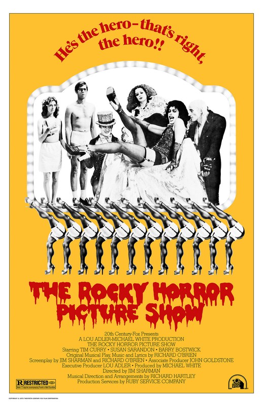 AA5353 The Rocky Horror Picture Show Film 1975 Yellow Movie Poster 11x17