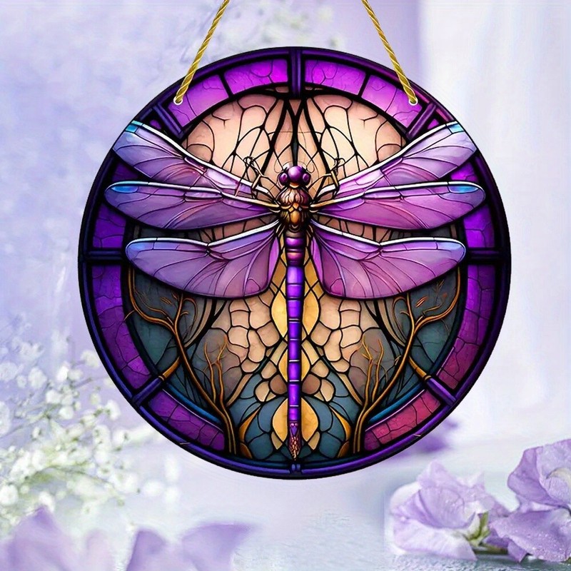 Dragonfly Suncatcher Round Sign Acrylic Sign Hanging Home Decoration gallery