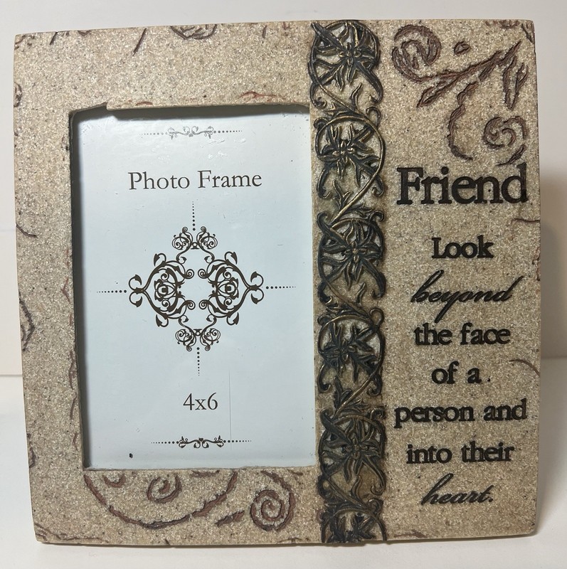 Ceramic Resin Frame 4X6 Picture 8”X8”outside Measure Floral Accented Gold Black