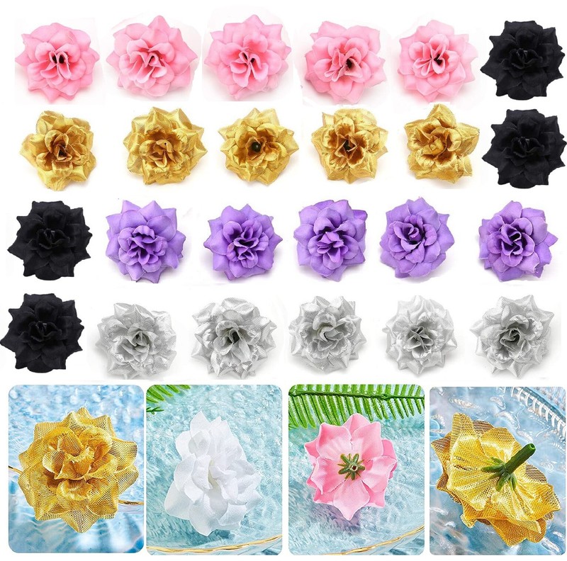 50Pcs Silk Rose Flower Heads Artificial Roses Bulk Craft Wedding DIY Decor USA
