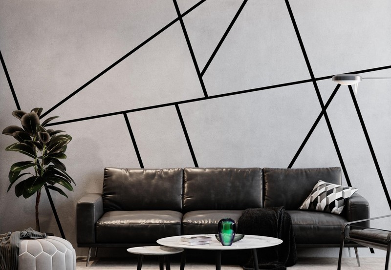 Geometric Black Line Wall Decal – Peel and Stick Removable Stripe Wall Sticke…