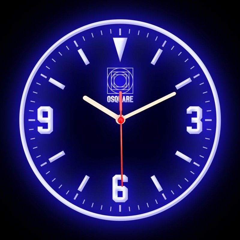 OSQUARE North European Minimalism Interior Design Home Decor Wall Neon Clock 10″