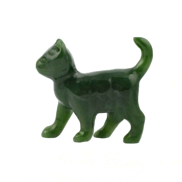 Genuine Canadian Nephrite Jade Walking Cat Figurine - Multiple Sizes gallery
