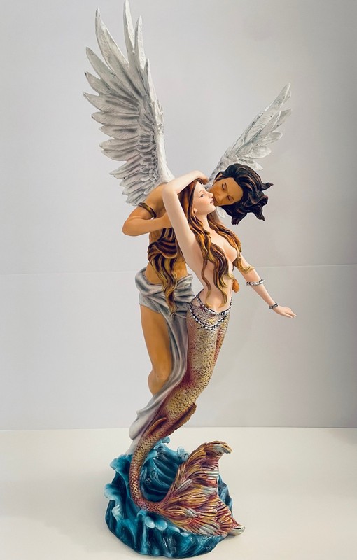 Pacific Giftware Mermaid Princess & Prince Angel Fantasy 20″ Tall Statue New