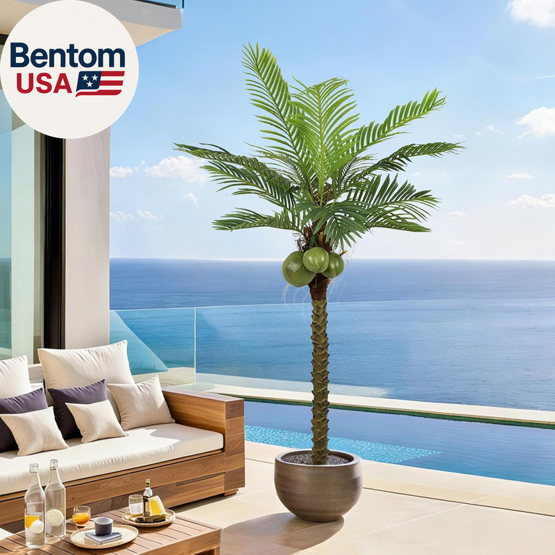 Artificial Phoenix Palm Tree 6.5FT Tall Large Faux Coconut Trees with Realistic gallery