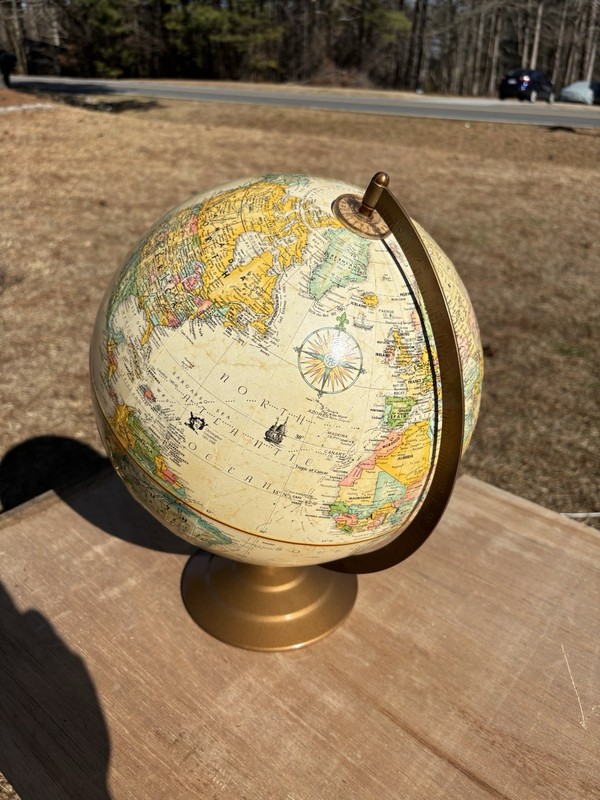 Vintage Replogle Raised Relief World Classic Series 12″ Diameter Globe, 17″ Tall