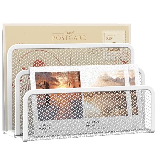 Mail Organizer, Desktop File Organizer Mesh Metal Mail Holder Countertop with