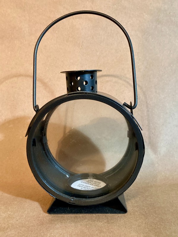 Tea Light Lantern–Vintage Yankee Candle In Black Metal And Glass
