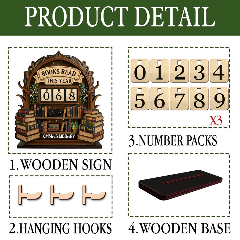 Personalized Reading Tracker Wooden Book Tracker Books Read Counter Custom gallery