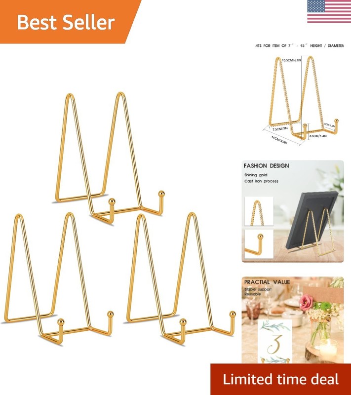 Elegant 6 Inch Gold Metal Display Stands – 3 Pack for Artistic Showpieces