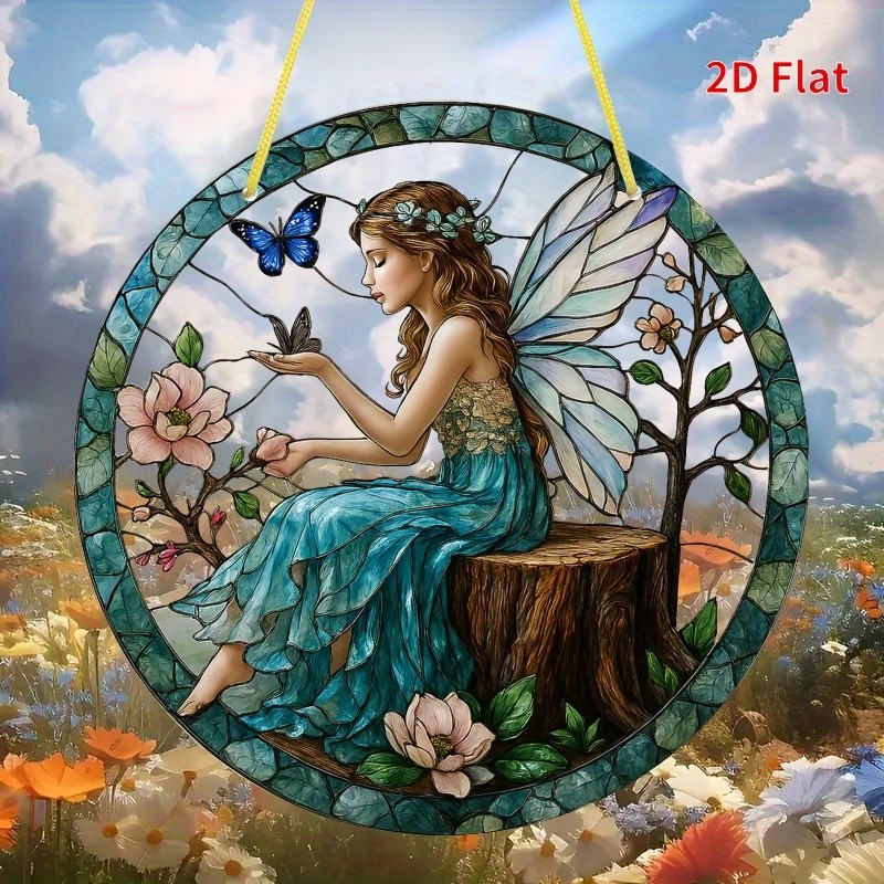 Fairy Dream Catcher Wall Decor Round Acrylic Suncatcher with Fairy Decor gallery