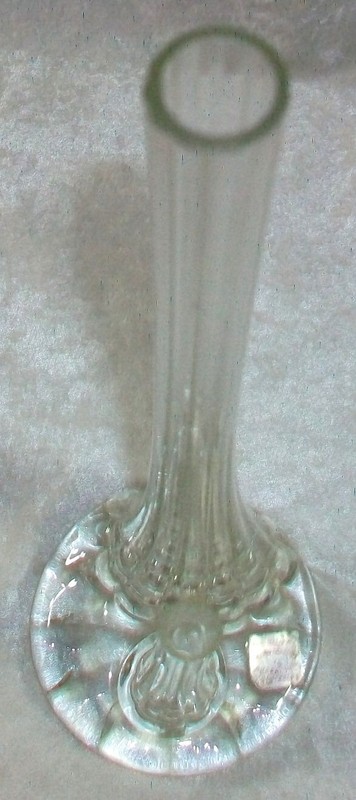 Vintage Mid Century MCM Clear Crystal Glass Double Long Stem Rose Bud Vase Italy gallery