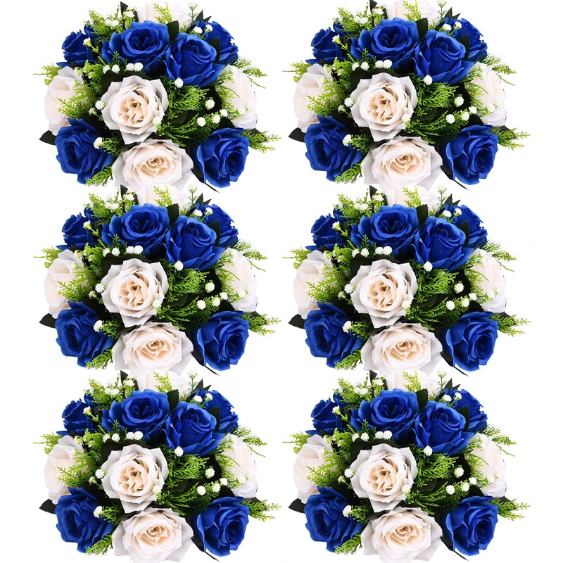 6Pcs Artificial Flowers Ball Centerpiece Table Decorations Rose Ball for Wedddin