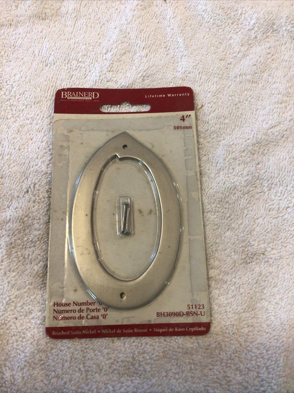 Brainerd Brushed Satin Nickel , 4” , Number Zero ( 0 ) 101mm