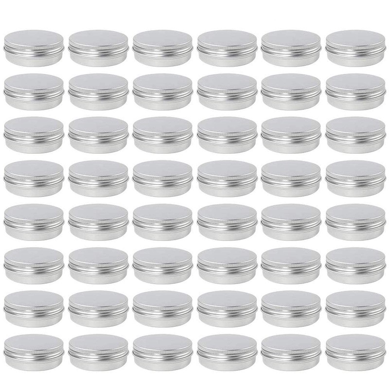 Moretoes 48 Pack 2 Oz Metal Round Tins Aluminum 48 Count (Pack of 1), Silver