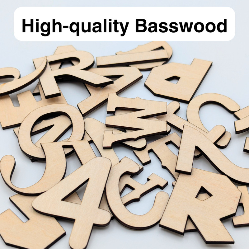 Pixel Craft Wood Letters Numbers Cutout Unfinished Laser Cut 3mm Craft Thru 14" gallery