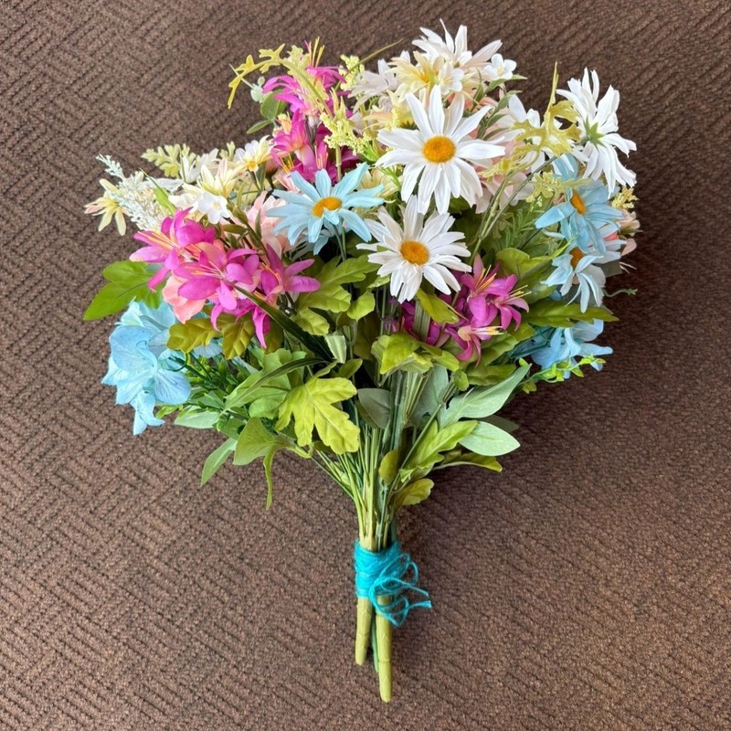 Artificial Mixed Floral Bouquet Multicolor Daisies Hydrangeas Upcycled and New gallery
