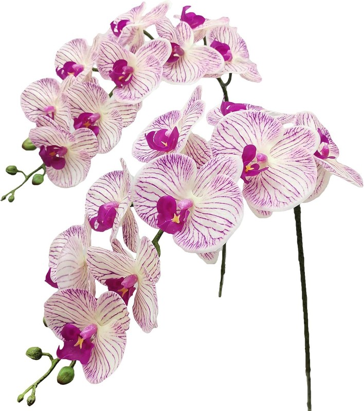 Fnize Faux Orchid Stems Artificial Flowers Phalaenopsis 38 Inch 2pcs Real Touch