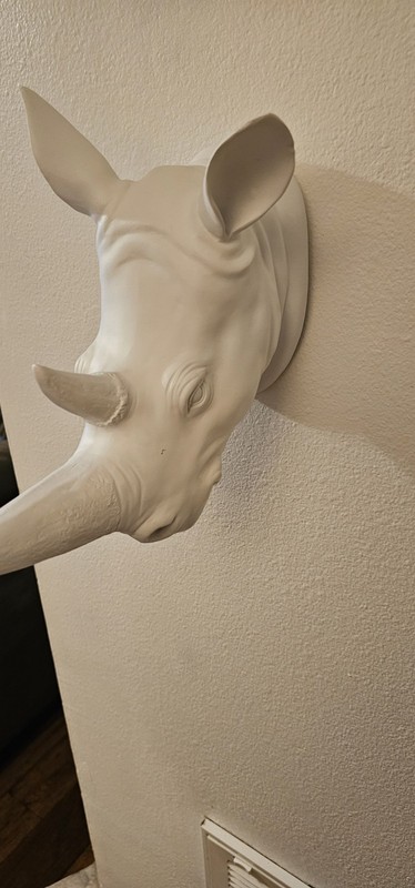 Z Gallerie Rhino Head White 14x10x5 Quality Resin Wall Art Taxidermy gallery
