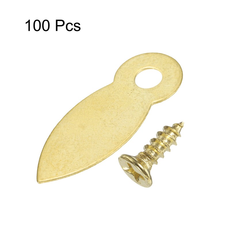 100Pcs Picture Frame Backing Clips with 100Pcs Screws for Hanging Picture, Gold gallery