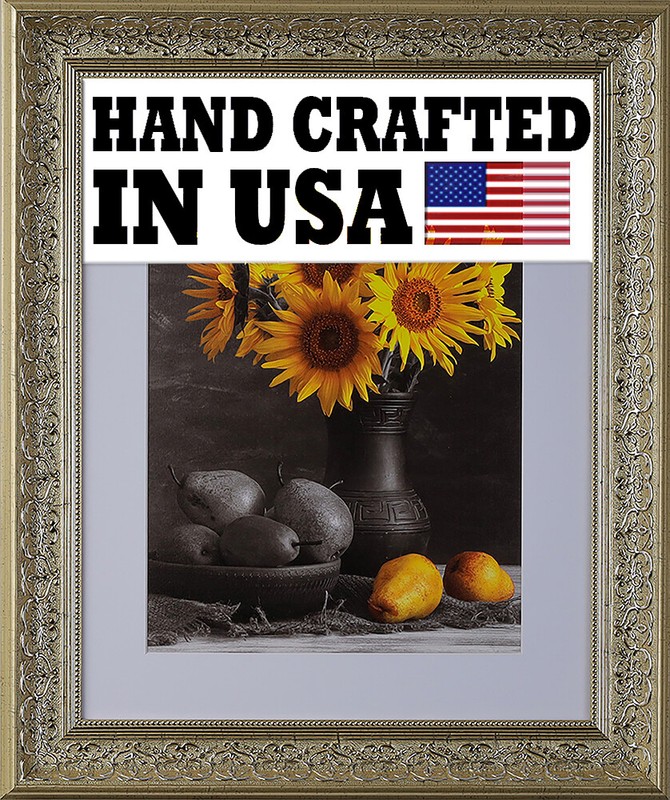 Custom Matted Picture Poster Frame & Mat 2-1/2″ Silver Victoria 1556 16×20 24×36