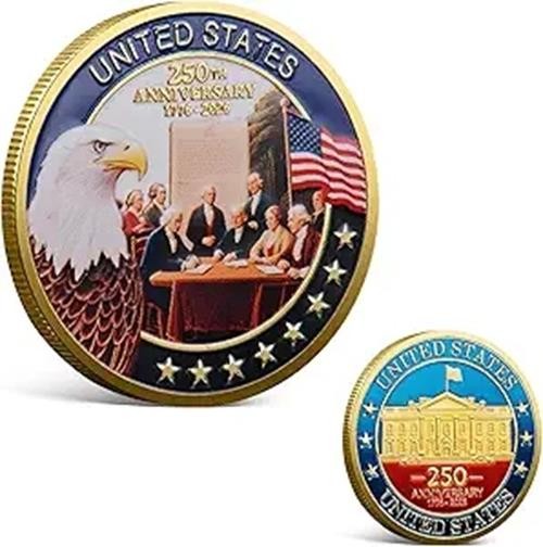 250th Anniversary Commemorative Coin 1776-2026 American Flag Liberty