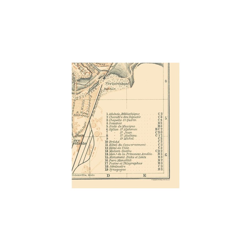 Historic Map - Luxembourg City Luxembourg - Baedeker 1910 - Vintage Wall Art gallery
