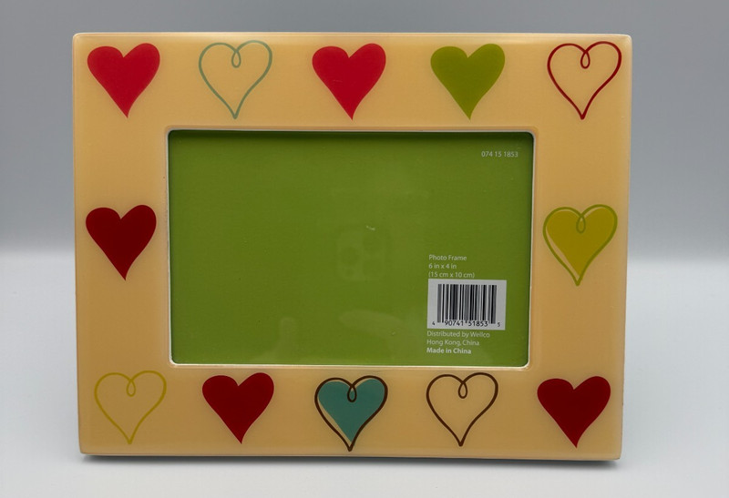 VTG Wellco Heart Love Picture Frame 4×6 Yellow, Green, Blue Red, Pink, Lime
