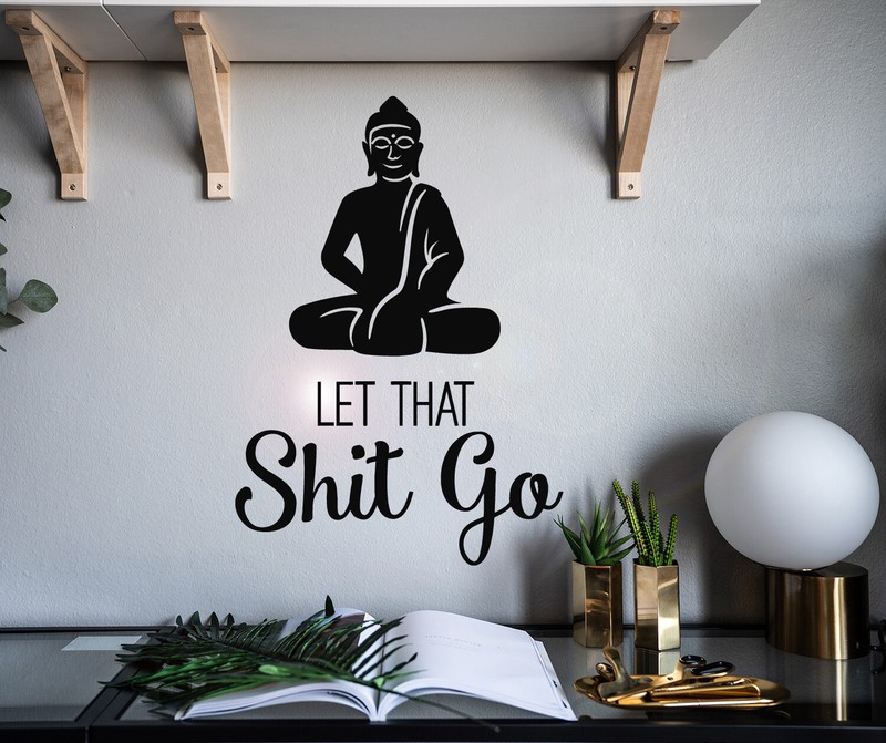 Vinyl Wall Decal Quote Buddha Yoga Decor Stickers 22.5 in x 16 in gz014