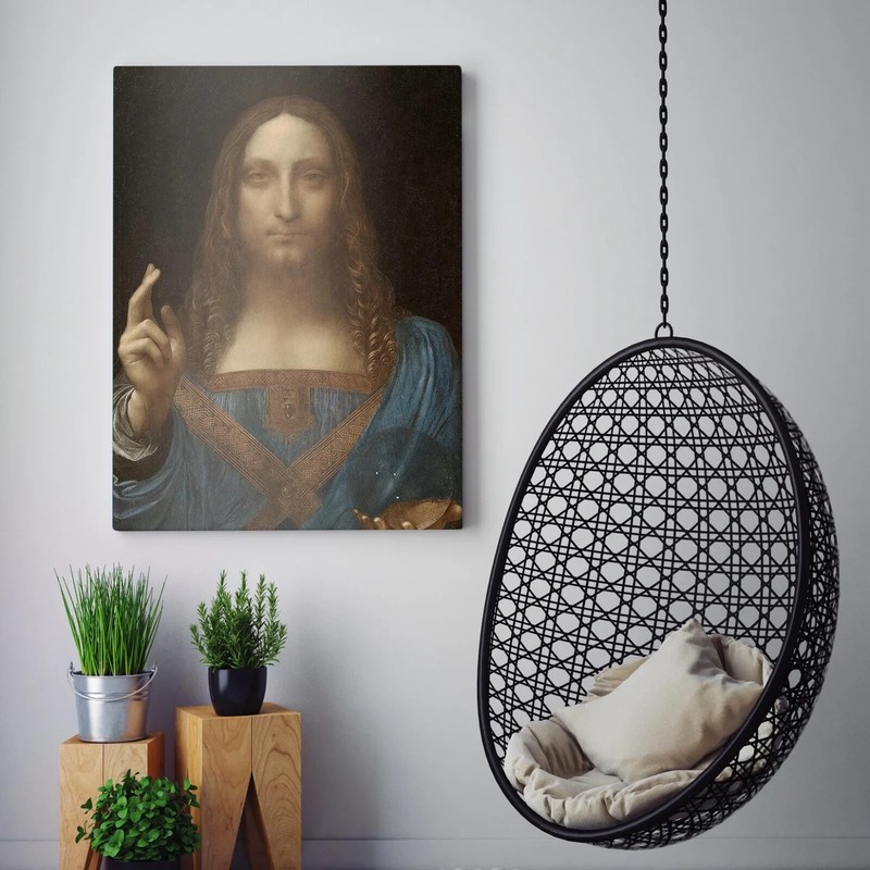 Salvator Mundi Jesus by Leonardo Da Vinci Christian Canvas Print Wall Art gallery