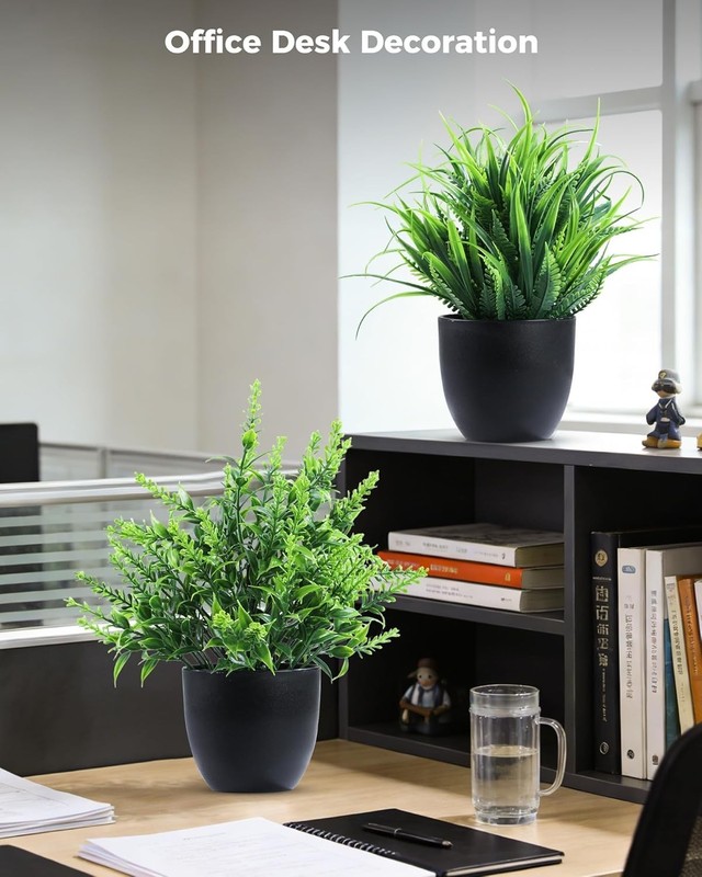 Fake Plants 6 Packs Artificial Plants Small Faux Plants Black/White Bathroom gallery