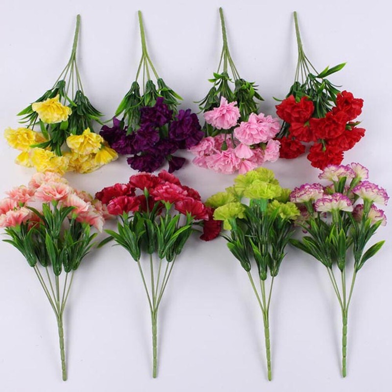 Artificial Carnation Fake Flower Bush Bouquet Family Wedding Decor gallery