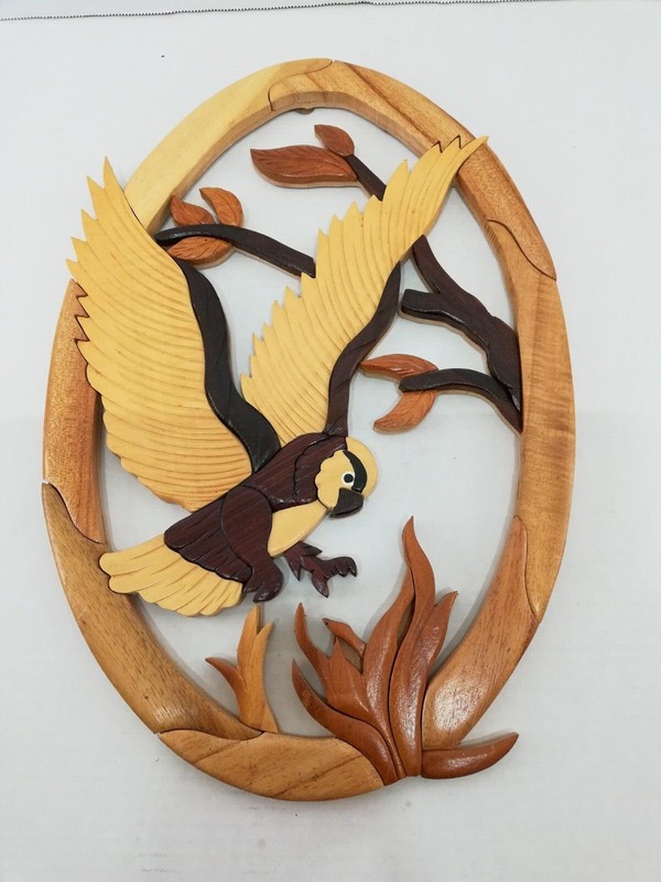 Decorative Wooden Bird Wall Art  Approx. 16"  x 10 1/2"  VGC