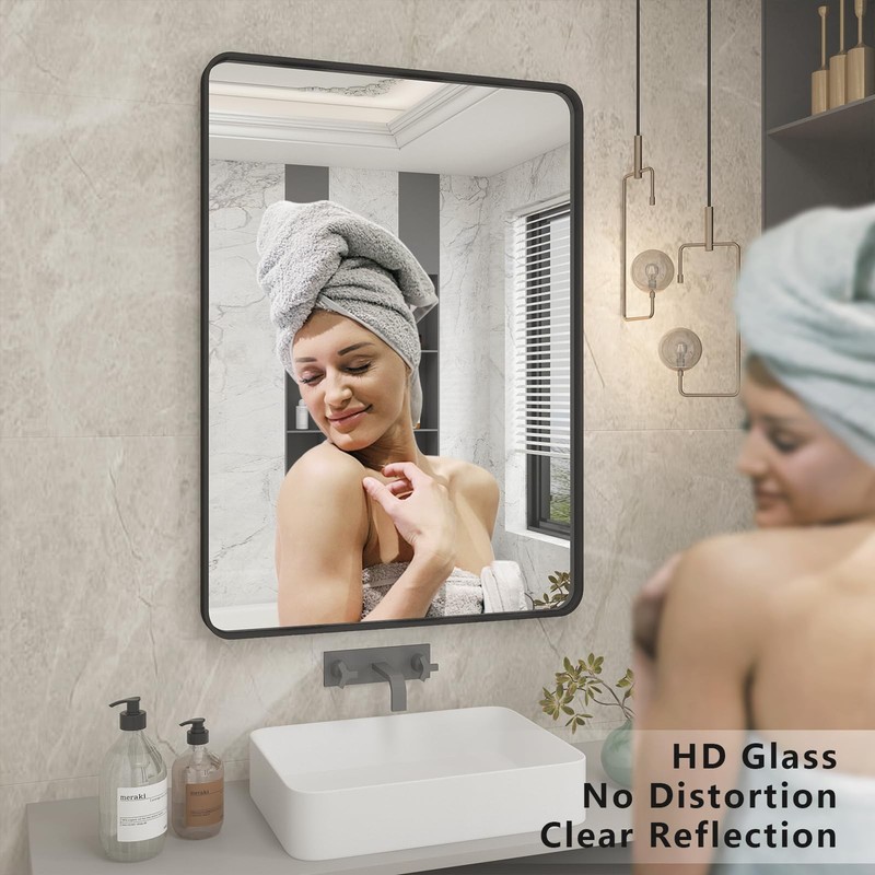 Charmor 24X36 Inch Black Framed Mirror For Wall Matte Black Bathroom Rectangle gallery