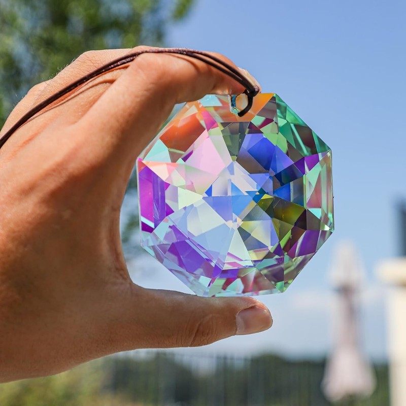 60mm Crystal Prism Suncatcher - Octagon Rainbow Maker, Hanging Sunlight Decor gallery