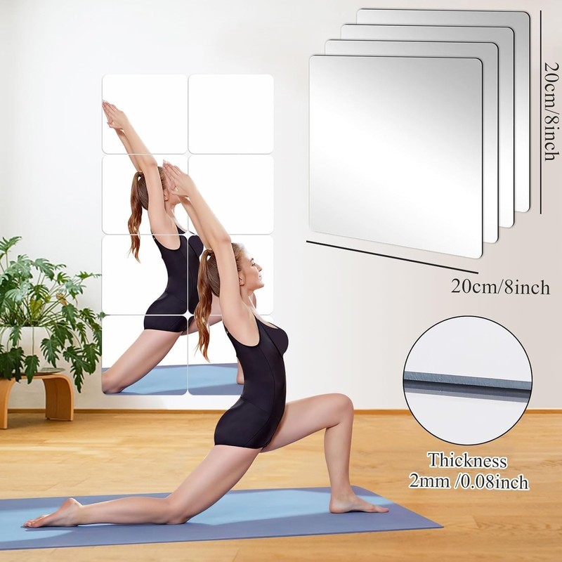 18Pack Self Adhesive Acrylic Mirrors, 8 x 8 Inch Mirror Tiles Decor,Frameless... gallery