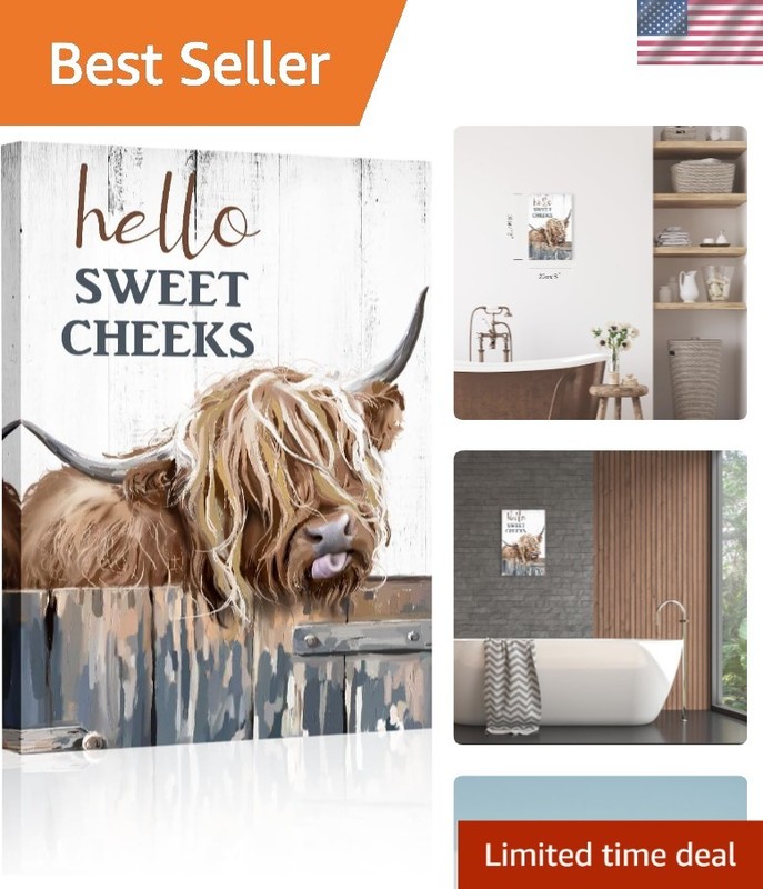 Rustic Highland Cow Wall Art – Waterproof Canvas Print for Cozy Interiors 8”x12”