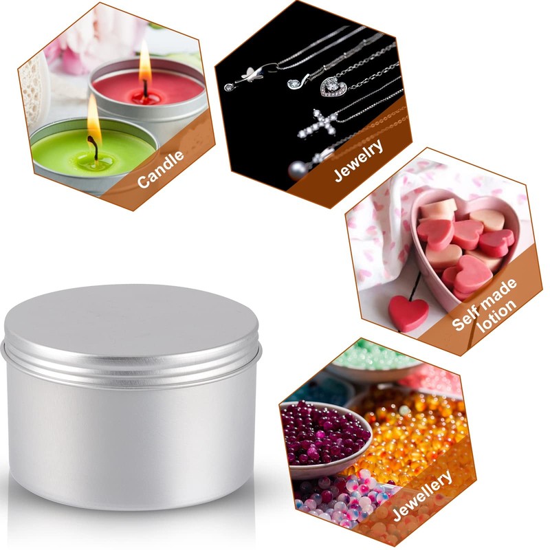 Obkjj 42 Pack Round Cans Screw Lid 7 Oz Aluminum Metal Tins Diy Food Candle gallery