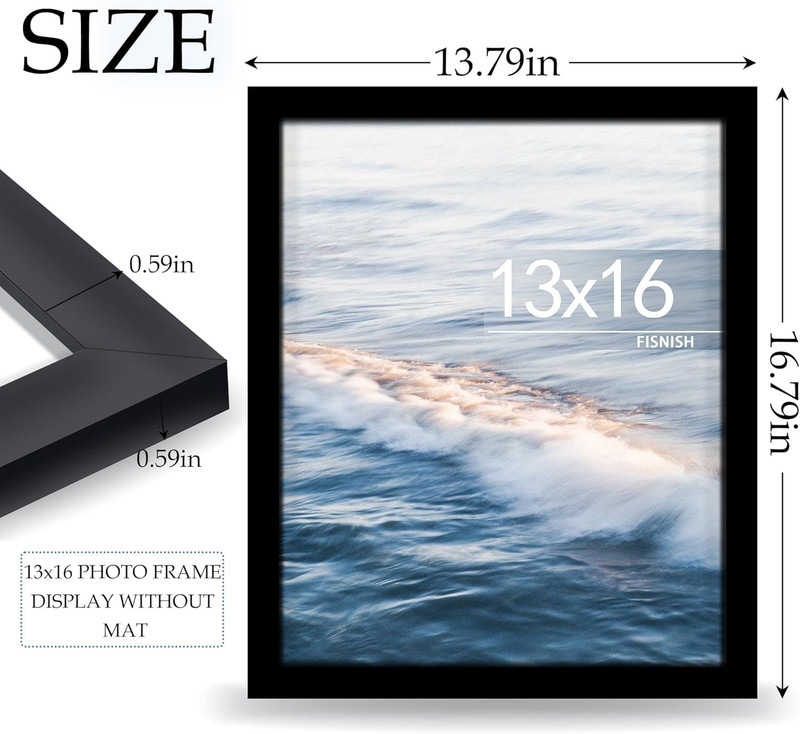 Fisnish 13x16 Picture Frame, Classic Black Poster Frame for 13x16, gallery