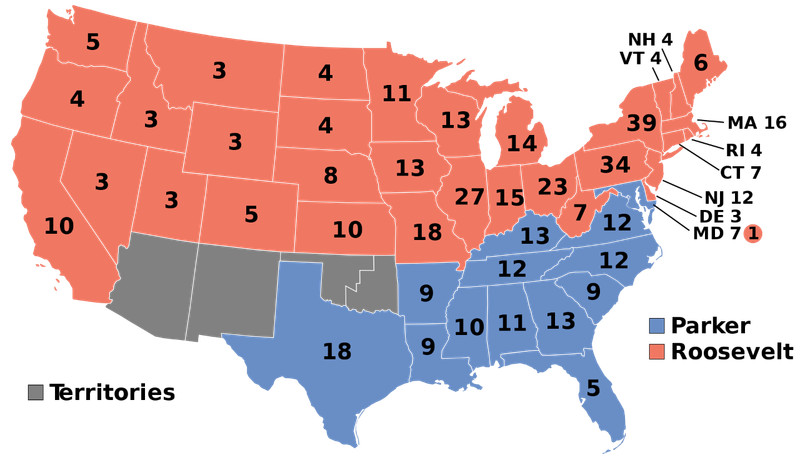 1904 US PRESIDENT ELECTION ELECTORAL COLLEGE MAP POSTER PICTURE PHOTO PRINT 6449